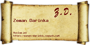 Zeman Darinka névjegykártya